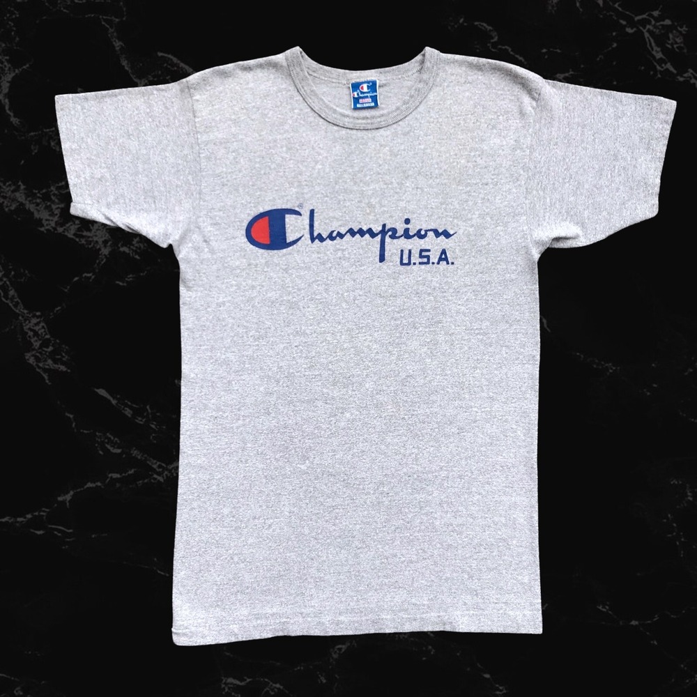 Vintage Made In USA Champion Shirt Size Medium Fits Small Spellout